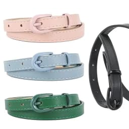 1.5x105cm Colorful Women's Belt Fashion Casual Versatile Jeans Accessories Pin Buckle Girdle Simple PU Leather Thin Waistband