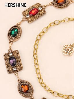 HERSHINE Women's Fashion Colorful Rhinestone Waist Chain, Bohemian Style, Retro Style, Court Style,spring,summer,Christmas