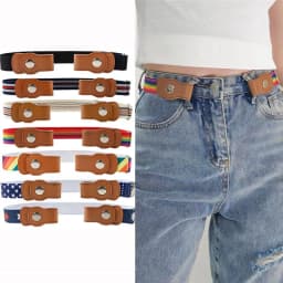 Press Buckle Style Kids Elastic Lazy Belt Versatile Jeans Belt Elastic Stretch Belt for Teen Kids Girls Adjustable Length