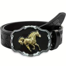 Western Men's Denim Belt, Retro Belt, Wild Horse Buckle, Hip-Hop Personality, Retro Style, Unisex Matching with Jeans/Casual Pan