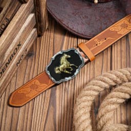 Western Men's Denim Belt, Retro Belt, Wild Horse Buckle, Hip-Hop Personality, Retro Style, Unisex Matching with Jeans/Casual Pan