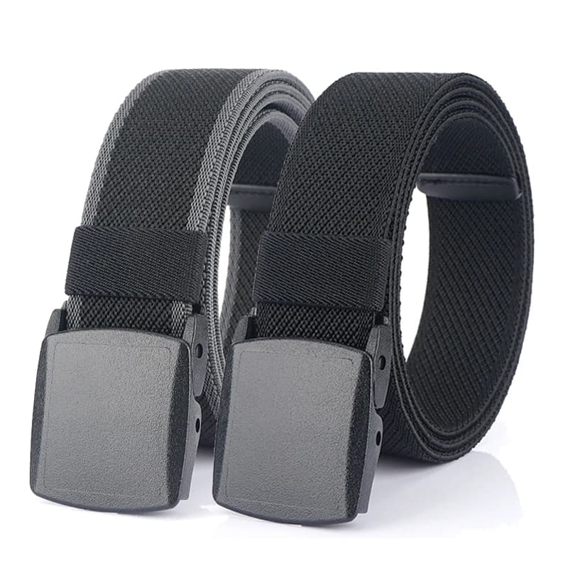 95cm-120cm Metal-free Elastic Belts for Men Women Hard Plastic Buckle Stretch Belt Male Trouser Girdles Waistband Black