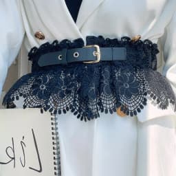 Elegant Women Black Lace Belts Elastic Adjustable Waistband Pin Buckle Cummerbund Dress Shirts Coat Decoration Belt