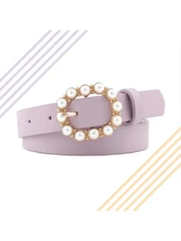 New Ladies Pearl Decorative Belt Fashion Round Pin Buckle Simple Belts Retro Jeans Dress Waistband For Head Decoration Button