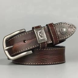 Full Grain Leather Belts Waistband for Male Fashion Men Cow Leather Belt Black/Coffee Width:3.4cm Length:105-125cm