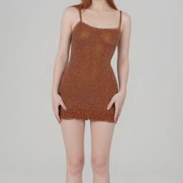 Fashion Knitwear Scoop Neck Mini Dress Sleeveless Backless Beach Holiday Hollow Dress For Women Knit See-Through Tassel Dresses