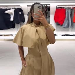 Cape Style Women Dress Turn Down Collar Shirt Dress Stand Collar Waist Defined Shirt Dress A Line Long Dress Daily Fashion Wear