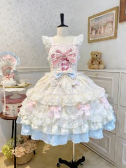 Japanese Style Lolita Strap Dress Women Sleeveless Cute Bow Lace Elegant Sweet Fairy Cosplay Party Daily Casual JSK Dresses