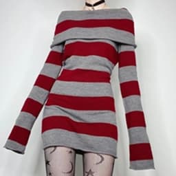 Lamuusaa Gothic Dress Women Punk Style Witchy Dark Academia Off Shoulder Long Sleeve Knitted Dress y2k Grunge Dresses Clubwear
