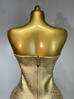 Women Sexy Gold Strapless Bodycon Bandage Dress 2025 Fashion Celebrate Evening Party Luxury Birthday Wedding Guest Dress