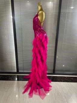 Sparkly Rhinestones Tassel Sheer Dress for Women Sexy V Neck Birthday Celebrate Event Outfit Singer Show Wear Photo Shoot Dress