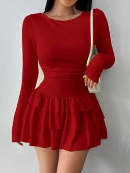 Temperament Dresses 2026 Woman Mini vestidos Simple Style Elegant French Bodycon Slim Pleated Fashion Long Sleeve Commuting Sexy