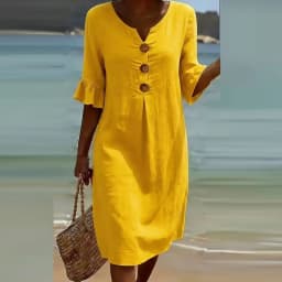 Summer Vintage Printed Dress Women Casual V Neck Half Sleeve Button Design Midi Dresses For Women Loose Beach Holiday Dress Boho