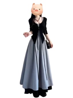 Elegant High-Waisted Long Dress Set Women's Style A-Line Skirt French Country Pure Color Cotton Linen Polyester Blend Summer