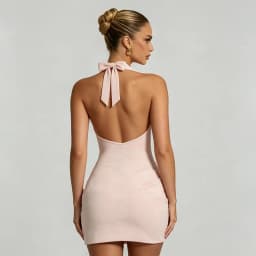 Townlike Pleated Slim Bodycon Dress Women Halter Mini 2026 Summer Dress V Neck Backless Evening Nightclub Sexy Party Dresses