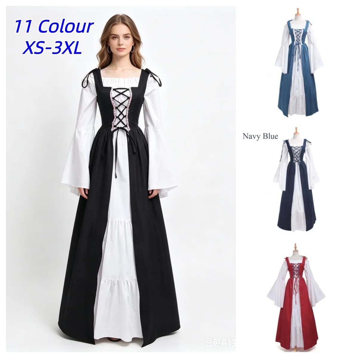 Women's Medieval Punk Princess Costume Victorian Robe Dress for Palace Carnival Party Disguise Halloween Cosplay Female 2026