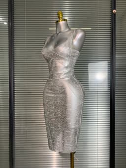 Brand New 2025 Women Bodycon Bandage Dress Sexy Bronzing Silver Celebrity Fashion High Street Evening Party Dress Vestido