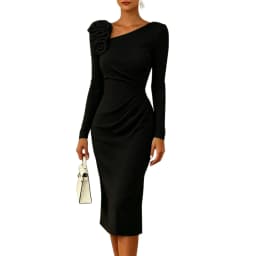 Banquet Dress for Women Elegant Sweet 3D Flower Ruched Bodycon Midi Robe Female Party Prom Vestidos Evening Gown Lady