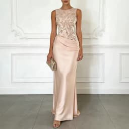 Pretty Women Pink Evening Dresses Luxury O-Neck Sleeveless Floor Length Appliques Long Dress Special Occasion Prom Gowns Vestido