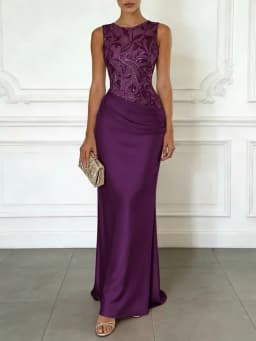 Pretty Women Pink Evening Dresses Luxury O-Neck Sleeveless Floor Length Appliques Long Dress Special Occasion Prom Gowns Vestido