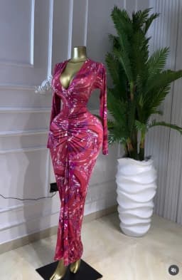 GLCMYAYA Women Printed V-neck Ruched Bodycon Midi Maxi Long Dress 2026 Vacation Birthday Holiday Party Trendy Dresses Vestidos
