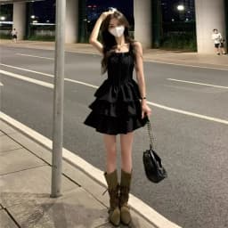 Elegant Black Strapless Dress Women's Summer New Arrival Base Layer Beautiful Dress U-Neckline A-Line Skirt Ultra Short