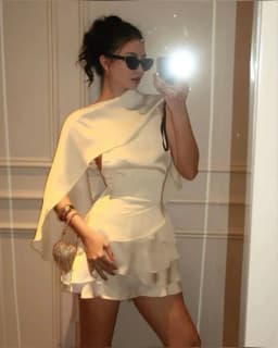 Elegant White Satin Ruffles Short Dress Chic Slip Backless Shawl Silk Bandage Mini Dresses Evening Birthday New Summer 2026