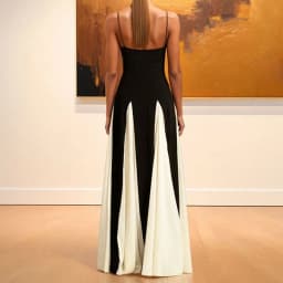Fashion Contrast Color Pleated Hem Long Dress Elegant Sleeveless Backless High Waist Dresses 2025 New Lady Vocation