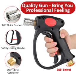 Pressure Washer Spray Water Gun MV925 Max 310 Bar, M22-14mm Inlet Swivel & 1/4" Quick Connector for Car Wash, Car Detailing