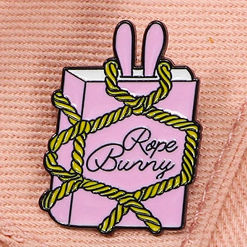 Cute "Rope Bunny" Book Brooch Funny Clothing Decoration Badges Accessory Pins Buckles