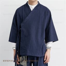 Plus Size Men's Kimono Cardigan Jacket Cotton Linen Japanese Yukata Haori Loose Open Front Hanfu Coat Samurai Costume Streetwear