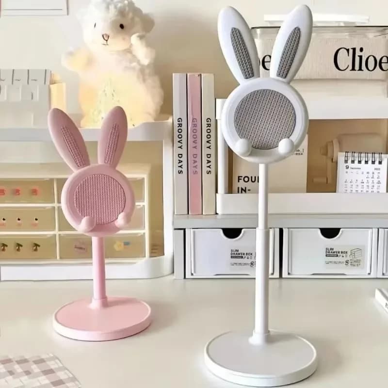 Cute Cartoon Bunny Phone Stand Universal Desktop Cell Phone Holder Adjustable Mobile Phone Bracket For iPhone iPad Huawei Tablet