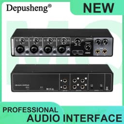 Depusheng MQ44 Professional 4 Channels Audio Interface Built in ASIO Driver High Impedance for Studio and Live Performances