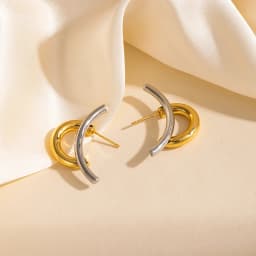 ANENJERY 316L Stainless Steel Heart Geometry Lines Bowknot Pearl Earrings For Women Luxury Vintage French Jewelry Gift Wholesale