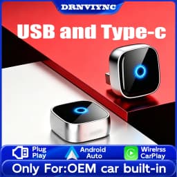 DRNVIYNC 2in1 Wireless CarPlay Adapter Upgraded (USB and Type-c) 5GHz WiFi Plug Play Wired to Wireless Dongle with Fast MiNi AI Box Bluetooth 5.0