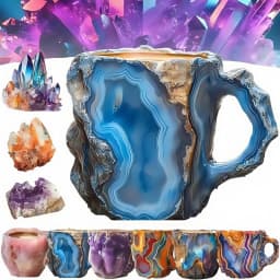 1PC Multi-Colored Mineral Crystal Coffee Mug,Natural Mineral Crystal Mug, Colorful Crystal Christmas Mugs,Christmas Gift New