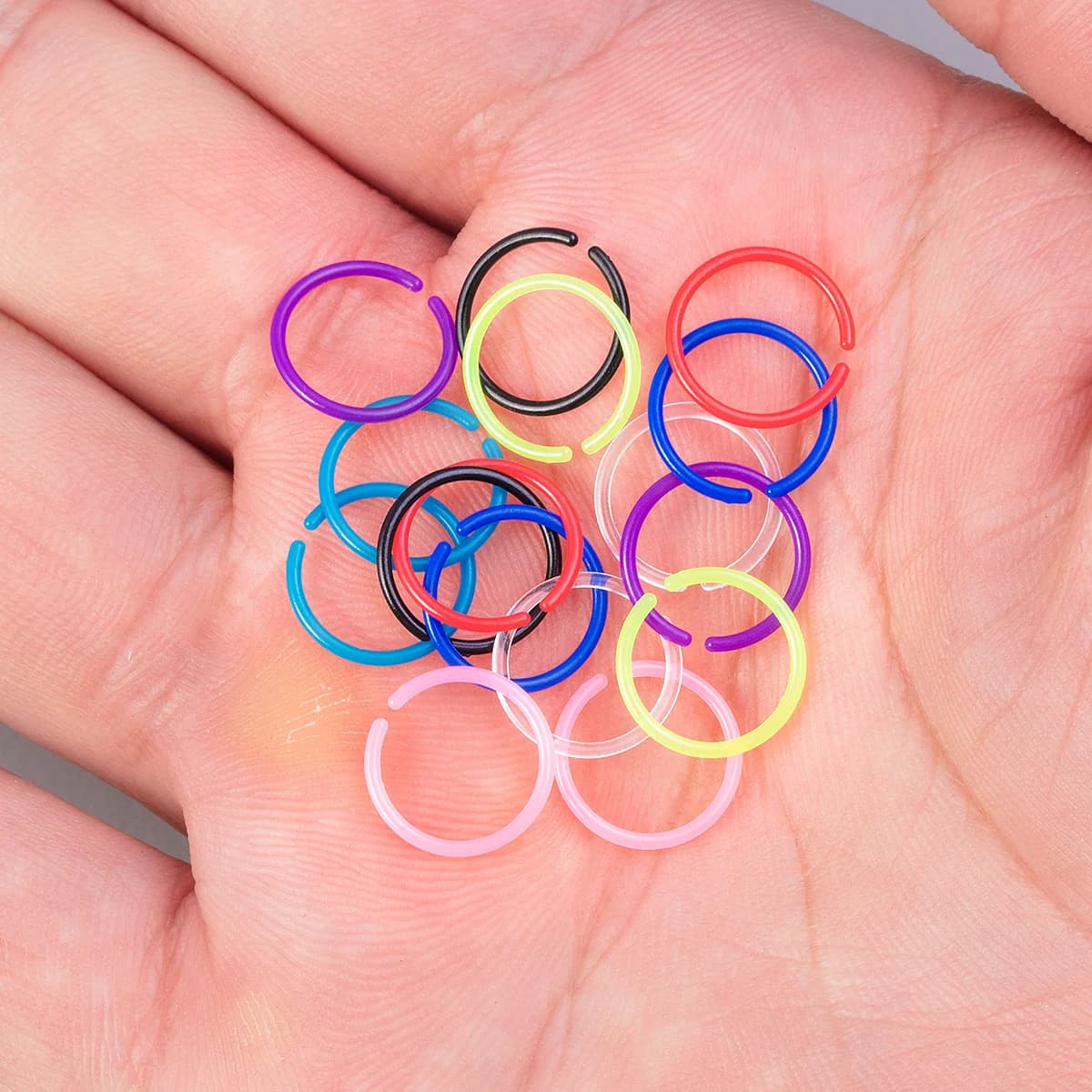 16Pcs 20G Flexible Colorful Acrylic Nose Ring Lip Hoops Retainer Septum Jewelry Cartilage Daith Tragus Earrings Piercing Jewelry
