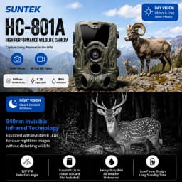 Suntekcam Hunting Camera 20MP 1080P IP65 Night Vision Trail Cameras Waterproof Wildlife Photo Trap Surveillance Cams HC801A
