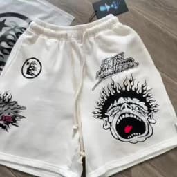 European and American Pure Cotton Flash Printing Casual Sports Men's and Women's Washing Shorts