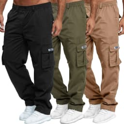 Men's Cargo Pants Sweatpants Outdoor Loose Straight Long Trousers Summer Casual Multi-Pocket Durable Workwear Male Trousers