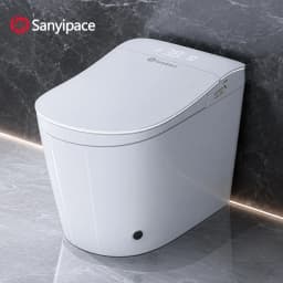 Sanyipace One-piece Smart Toilet Seat and Bidet GFCI 110V Electrical Safety Standard Auto Flush Toilet Warm Water Cleaning Foot Kick Touchless Operation Toilet