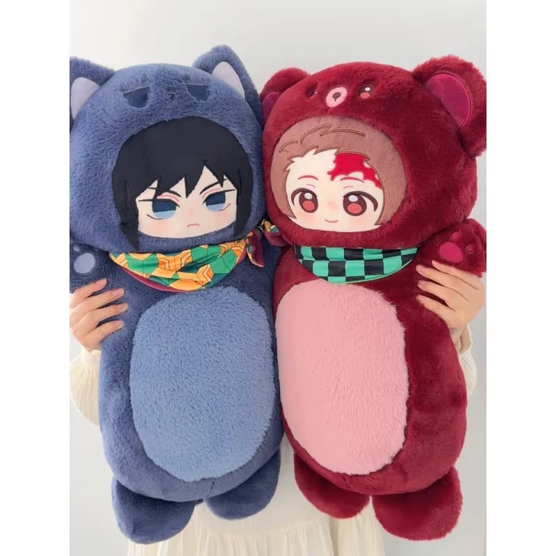 Tanjiro Kamado Plush Pillow Soft Detachable Scarf Nezuko Kamado Throw Pillow Cute Fluffy Home Decor Decoration Collection Gifts