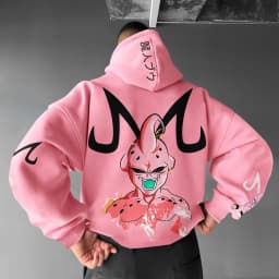 Majin Buu Hoodie Pants Set Anime Cotton Loose Fit Graphic Print Streetwear Casual Sweatshirt Joggers Japanese Cartoon Character