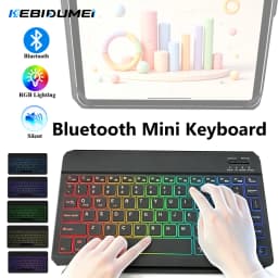KEBIDUMEI Bluetooth Mini Keyboard 10 inch Backlit Ultrathin Keyboard Rechargeable Mute Click Office Keypad Computer Accessories