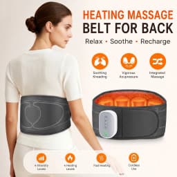 Cordless Back Massager Belt with Air Compression, 3 Massage Modes 4 Intensity Levels 4 Heat Settings, Heated Waist Wrap