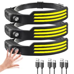 COB LED Sensor Headlamp USB Rechargeable Flashlight Built-in 1200 MAh Battery 5 Lighting Modes Torch Outdoor Camping Lantern