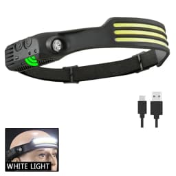 COB LED Sensor Headlamp USB Rechargeable Flashlight Built-in 1200 MAh Battery 5 Lighting Modes Torch Outdoor Camping Lantern