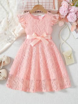 Girls Lace Dress Summer Princess Dresses for Kids Candy Color Teenager Wedding Performance Costume Baby Clothing 1-10T