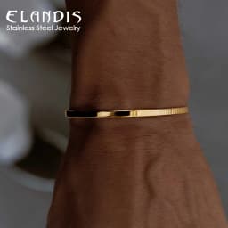 ELANDIS Minimal Unisize Cuff Sleeves Minimalist Style Men's Jewelry Personalized Platinum Bracelet Popular Couple Festival Gift