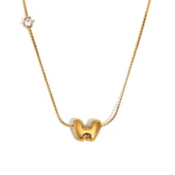 E.B.belle Zircon Bubble 26 Letters Necklace Stacked Jewelry 18K Gold Plated Stainless Steel For Women Charm Hypoallergenic